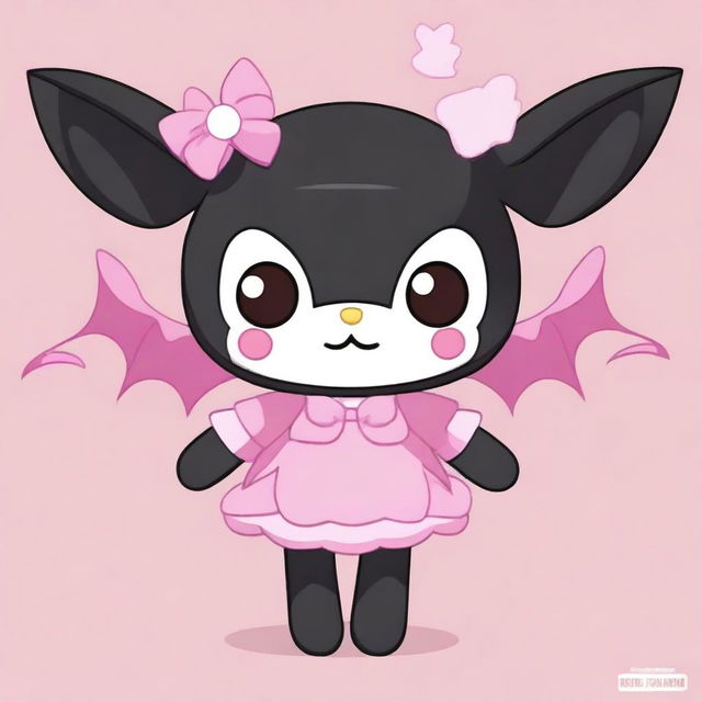 Generate an image of My Melody dressed up as a bat (Morcega in Portuguese)