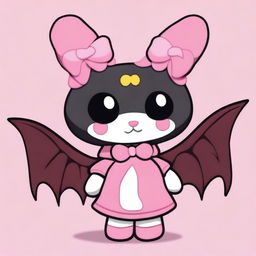 Generate an image of My Melody dressed up as a bat (Morcega in Portuguese)