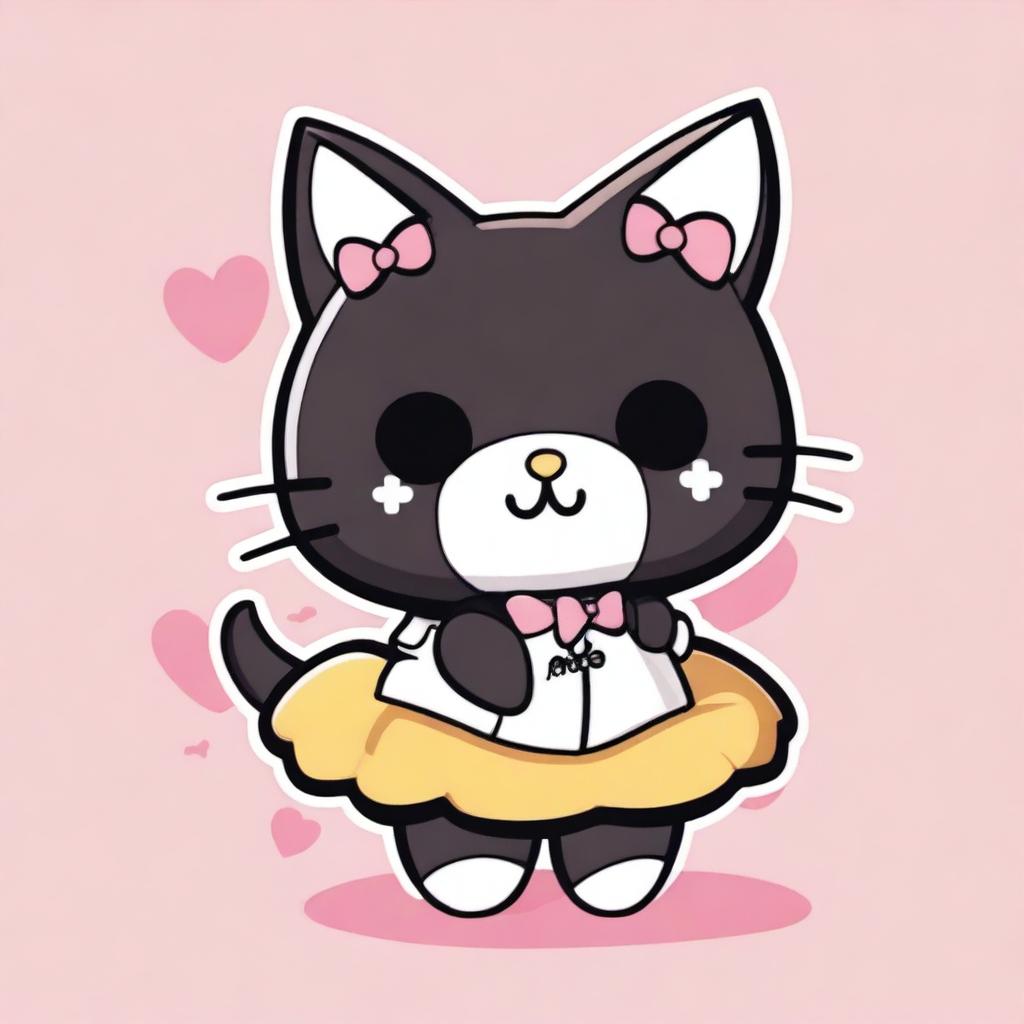 Generate an image of My Sweet Piano from Sanrio dressed as a cat (gata in Portuguese)