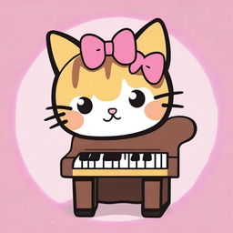 Generate an image of My Sweet Piano from Sanrio dressed as a cat (gata in Portuguese)