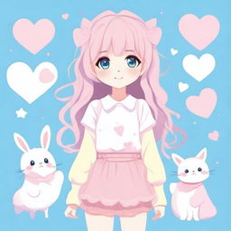 Generate an image of a girl named Maria Eduarda in the Cutecore style