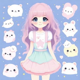 Generate an image of a girl named Maria Eduarda in the Cutecore style