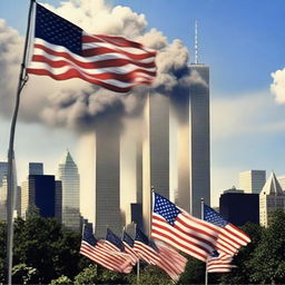 Create a respectful image commemorating the tragic events of September 11, 2001