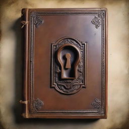 An old magic book on the cover of which there is a keyhole.