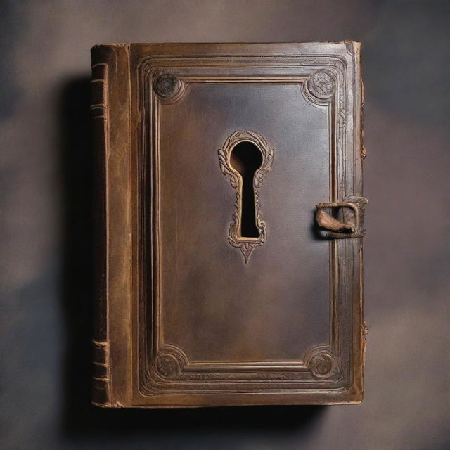 An old magic book on the cover of which there is a keyhole.