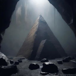 An image of a dark, muddy, and misty cave