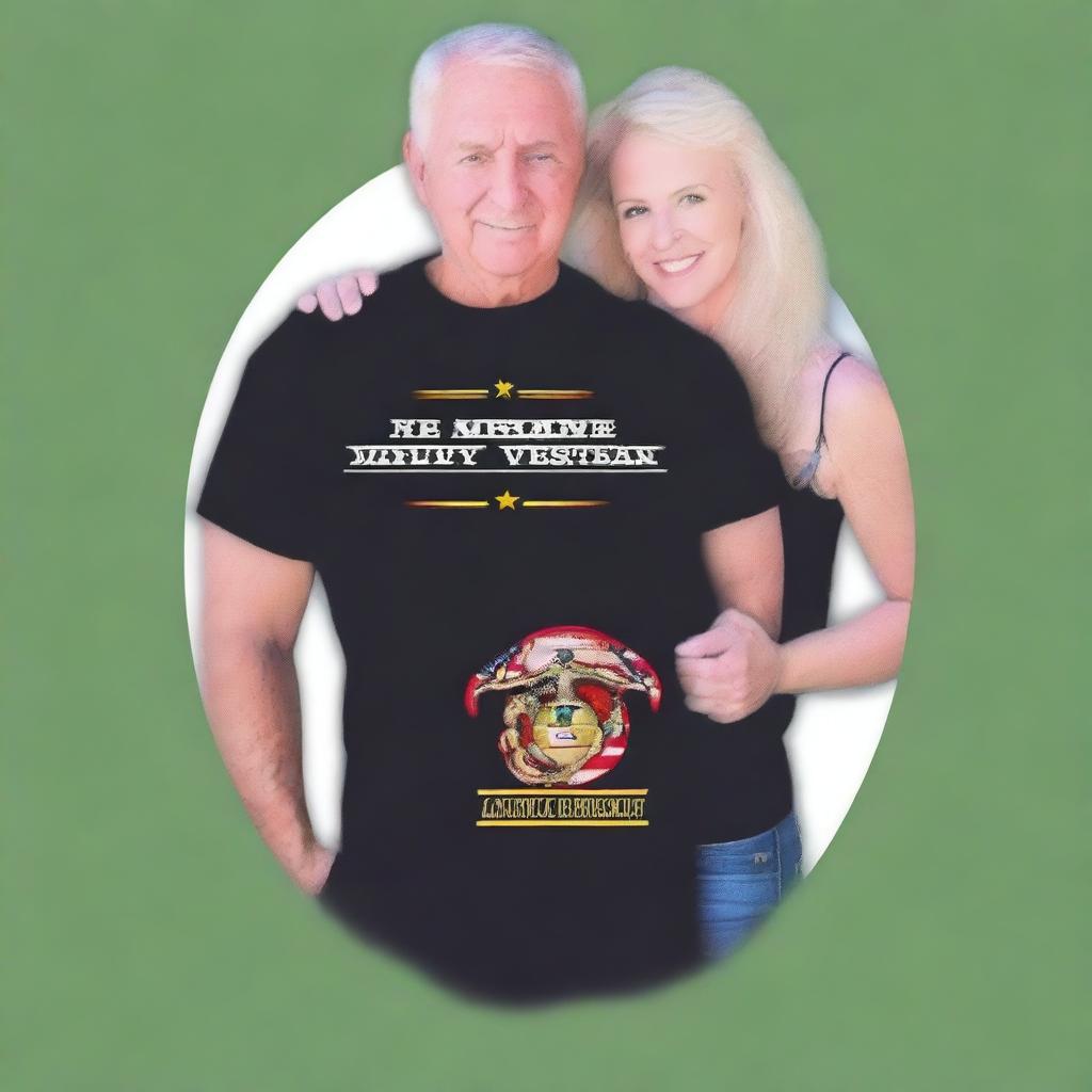 Design a touching and respectful t-shirt for the wife, child, and father of a marine veteran who passed away