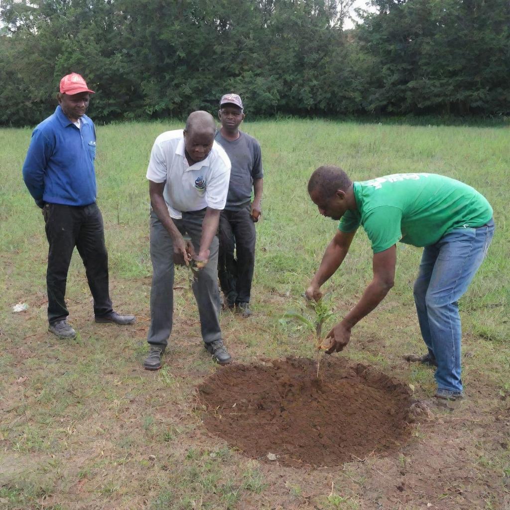 Community actively engaged in tree planting activities