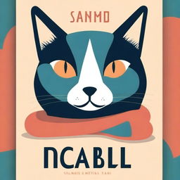 Create an image of a book cover featuring a stylized, graphic design of a cat