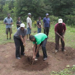 Community actively engaged in tree planting activities