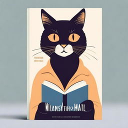 Create an image of a book cover with a graphic design featuring a cat