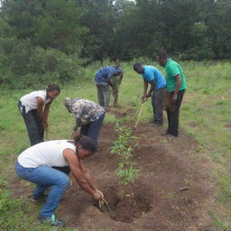 Community actively engaged in tree planting activities