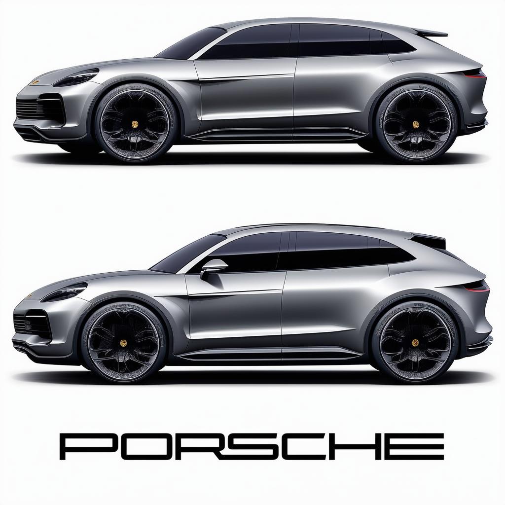 This is a concept of a hypothetical SUV designed by Porsche, maintaining the brand's iconic design, speed, and luxury while adding the versatility and space of an SUV