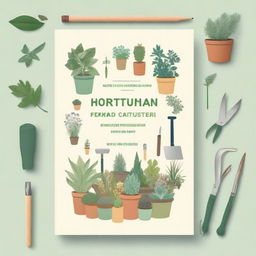 A horticultural therapy workbook cover featuring illustrations of various plants and gardening tools