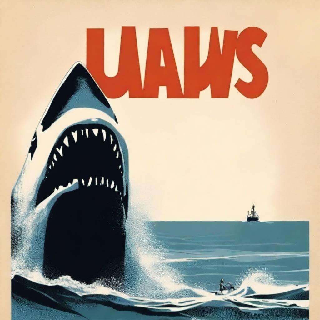 Generate a movie poster in the style of the classic film 'Jaws', but replace the title with 'Kiefer'