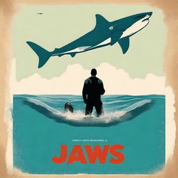 Generate a movie poster in the style of the classic film 'Jaws', but replace the title with 'Kiefer'