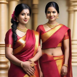Generate an image of a South Indian wife wearing a traditional saree