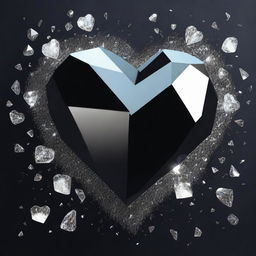 Create an image with a black background featuring small shattered crystals scattered around