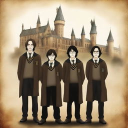 Create an image of The Marauders - The Hogwarts Years - Year One