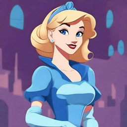 Create an image of the classic Disney character Cinderella reimagined as a cyberpunk character in a grimdark Pixar style