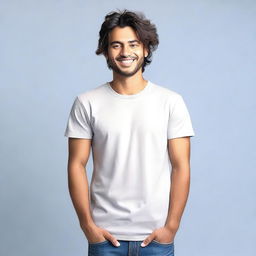 Generate an image of a man standing in a casual pose