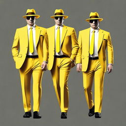 Generate an image of a mafia member dressed in yellow and white.