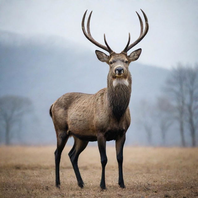 A militarily styled deer with black antlers standing in a commanding pose. The word 'Makkasau' gracefully circled around the image and the number '721' prominently displayed.