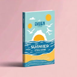 Design a book cover with the title 'The Summer Book' on the front cover in a playful, summery font, surrounded by illustrations of sea waves, sun, and seagulls, representing the essence of summer