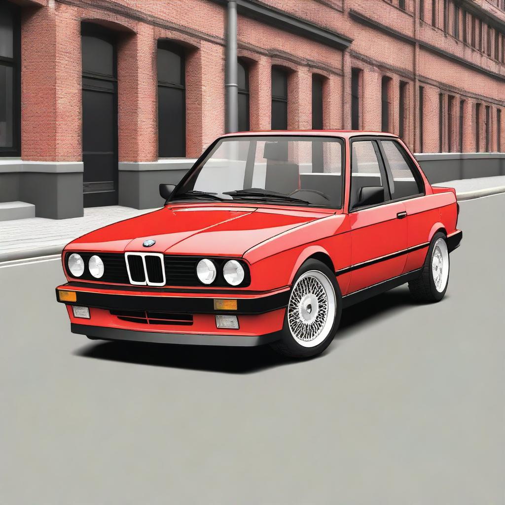 Generate an image of a classic BMW E30