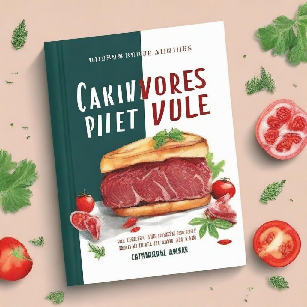 Generate an image of a book cover for a cookbook titled 'Carnivore Diet Cookbook'