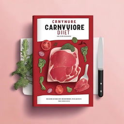 Generate an image of a book cover for a cookbook titled 'Carnivore Diet Cookbook'