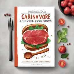 Generate an image of a book cover for a cookbook titled 'Carnivore Diet Cookbook'