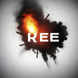 Create an image depicting the word 'Reshef' being drawn by gunfire and ashes