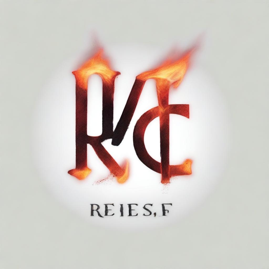 Create an image of the word 'Reshef' being drawn by ashes and fire