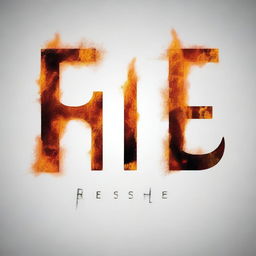 Generate an image where the word 'Reshef' is drawn using a pattern of fire, gunfire, and smoke