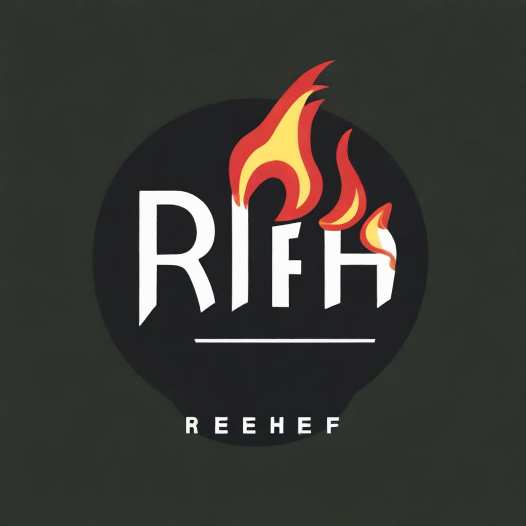 Generate an image where the word 'Reshef' is drawn using a pattern of fire, gunfire, and smoke