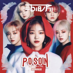 Design an album cover set in an alternate universe for Red Glow Entertainment's release 'Poison'