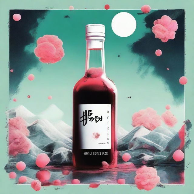 Design an experimental and lush album cover for the post-dubstep mix of the song 'Poison', performed by '7 Days a Week' (7Dream) and Kim Seulyeon of Snow