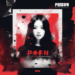 Design an experimental and lush album cover for the post-dubstep mix of the song 'Poison', performed by '7 Days a Week' (7Dream) and Kim Seulyeon of Snow