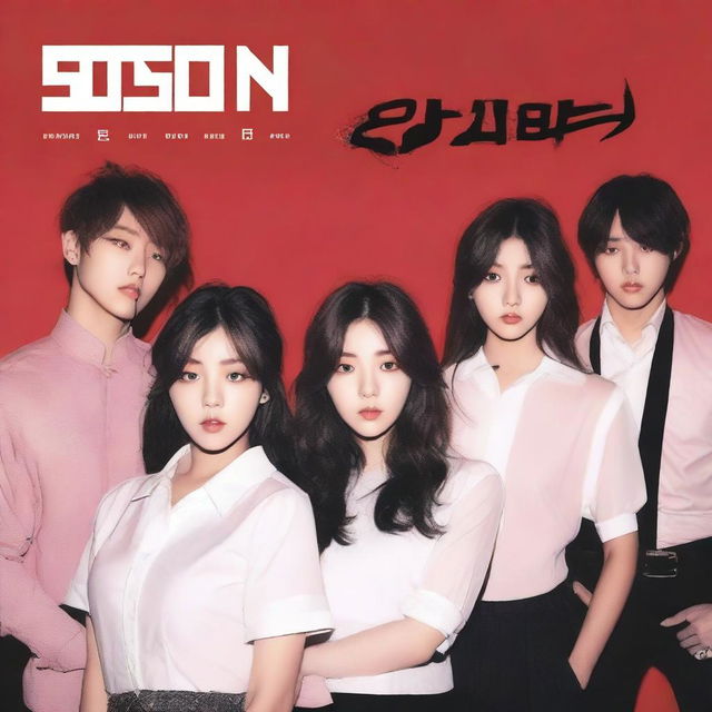 Create a lush, experimental single album cover for the post-dubstep mix 'Poison', performed by the Korean boy group '7 Days a Week' (7Dream) and the female vocalist Seulyeon