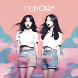 Design a spacious and isolated single album cover for the post-dubstep mix 'Euphoric', performed by the Korean-Canadian female performers Enwon and ZUMA