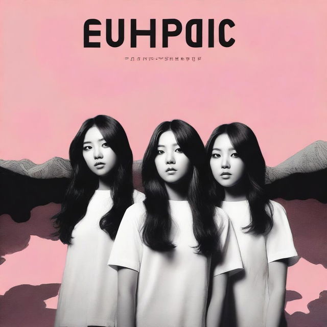 Design a spacious and isolated single album cover for the post-dubstep mix 'Euphoric', performed by the Korean-Canadian female performers Enwon and ZUMA