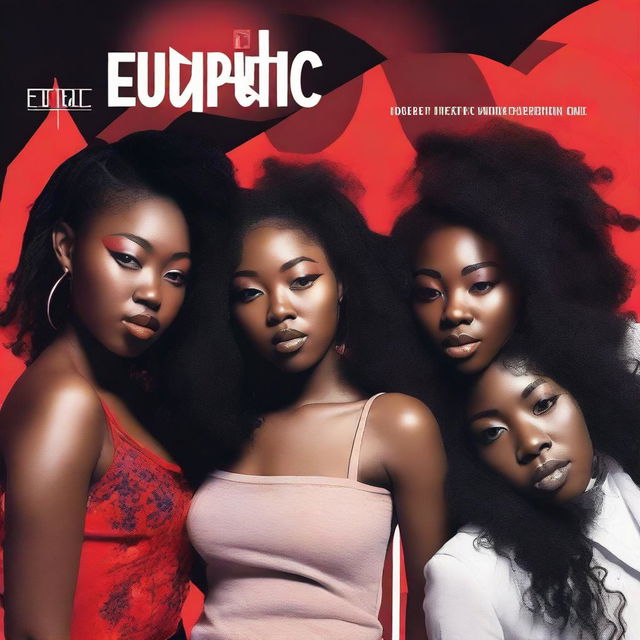 Create a spacious and isolated single album cover for the post-dubstep mix 'Euphoric', performed by the Korean-Canadian, African-American, and French-Ghanaian female performers Enwon and ZUMA