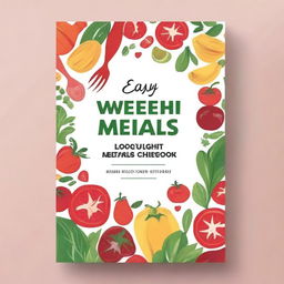 Generate an image of a book cover for a cookbook titled 'Easy Weeknight Meals Cookbook'