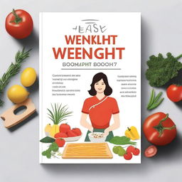 Generate an image of a book cover for a cookbook titled 'Easy Weeknight Meals Cookbook'