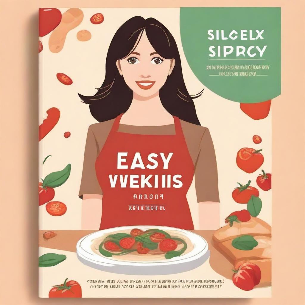 Generate an image of a book cover for a cookbook titled 'Easy Weeknight Meals Cookbook'