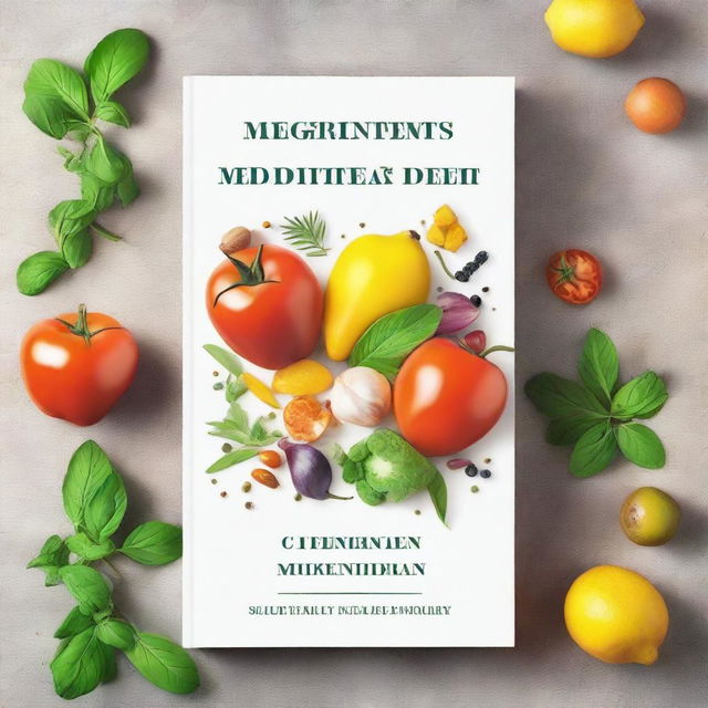 Generate an image of a book cover for a cookbook titled '5 Ingredients Mediterranean Diet'