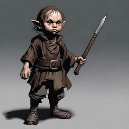 Generate an image of a halfling character from Dungeons and Dragons in a horror setting