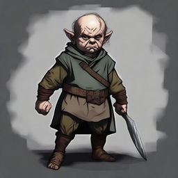 Generate an image of a halfling character from Dungeons and Dragons in a horror setting