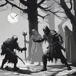 Generate an image depicting a horror scene from Dungeons and Dragons